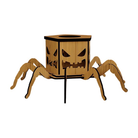 Halloween Decorations Wooden Candle Holder Spooky Halloween Decor for Table Porch Yard Halloween Party Decor 1 Piece