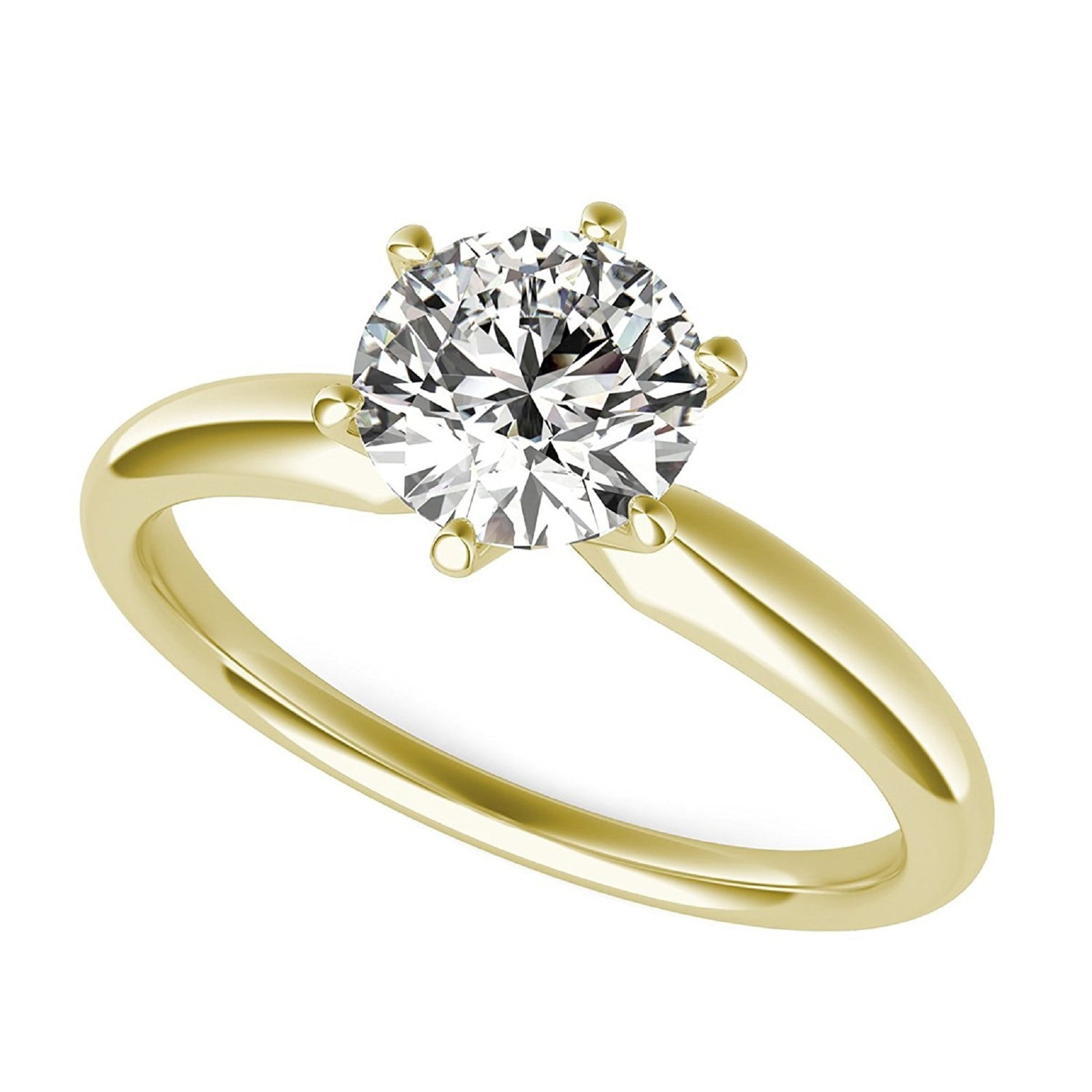 Engagement Ring Solitaire 14K Gold Over 1.10 Ct Brilliant Round Cut Diamond 