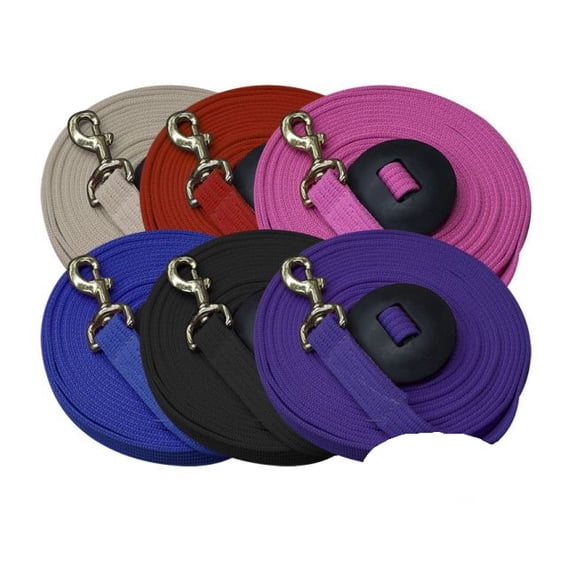 Showman 25' Flat Cotton Web Lunge Line w/ Brass Snap (Black)