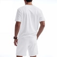 thumbnail image 3 of Eres Más Que una Prueba Puntuación Camisa Hombres Moda Cordón de Color Sólido Manga Corta Blusas con Cuello en V Conjunto de Cintura Elástica, 3 of 6
