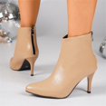 thumbnail image 5 of Willtoo Womens Pointed Toe Stiletto Ankle Boots Back Zipper High Heel Short Booties Fashion Non Slip Party Dress Boots, 5 of 6