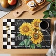 thumbnail image 2 of Yellow Sunflower Placemats Set of 8 Black White Plaid Watercolor Floral Place Mats Indoor Wipeable Table Mats Washable Cloth Dining Table Placemats for Kitchen Holiday Party Home Decor 13x19 Inch, 2 of 9