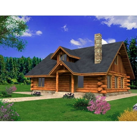 001-1082: Log Cabin 2 Bed, 2 Bath Luxury Home Plan, 1843 Sq Ft: Full Blueprints with License to Build by Home Plan Marketplace - Lesuto
