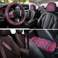 thumbnail image 4 of Binienty Boho Mandala Car Seat Covers Front Split Rear 14 Pack with 15 Inch Steering Wheel Cover Armrest Cover Headrest Covers Seat Belt Pads Universal Vehicle Interior Set, 4 of 8