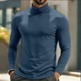 thumbnail image 4 of TOUMENY Men High Neck Top Long Sleeve Slim Fit Solid Casual Sweater Pullover Cotton Fashion Breathable Quick Dry Winter Sweater Blue XL, 4 of 7