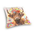 thumbnail image 3 of Highland Cow Flowers Rainbow Throw Pillow Covers Couch Pillowcases Decor for Bed Sofa 16" x 16", 3 of 7