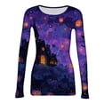 thumbnail image 5 of Akmaiox Halloween Long Sleeve Shirt for Women, Printed Crew Neck Slim Fitted Pullover Going Out Tops, Soft Knitted Holiday Base Layer Blouses, 5 of 6