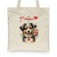 thumbnail image 2 of Happy Valentine's Day Miniature American Shepherd holding flowers Canvas Tote Bag MAS Dog Lover Gifts Reusable Shopping Grocery Bag - 03005, 2 of 5