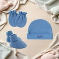 thumbnail image 2 of CUZIBR Baby Girls Turban Hat Sets Classic Cute Letter Print Solid Color Head Wrap Beanie Cap Toddlers Breathable Lightweight Soft Beanies Bonnets Headwrap Outfits,Sky Blue,0-5 Months, 2 of 3