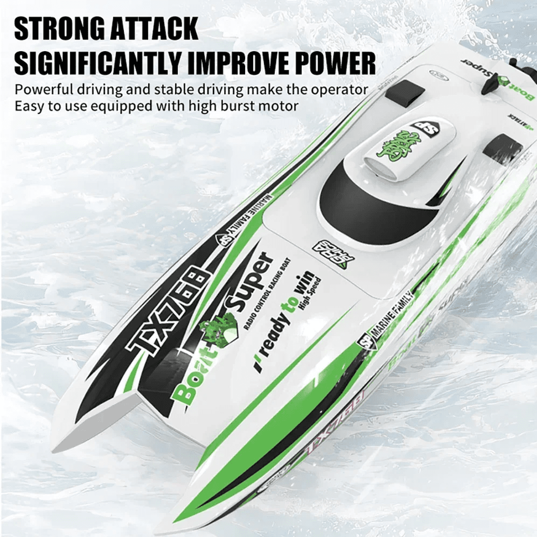 1/32 Scale RC Rescue Boat Model, High-Speed Water Rescue Vessel with Brushless Motor & Water Cooling, 2.4G RC Boats for Pools and Lakes, Blue
