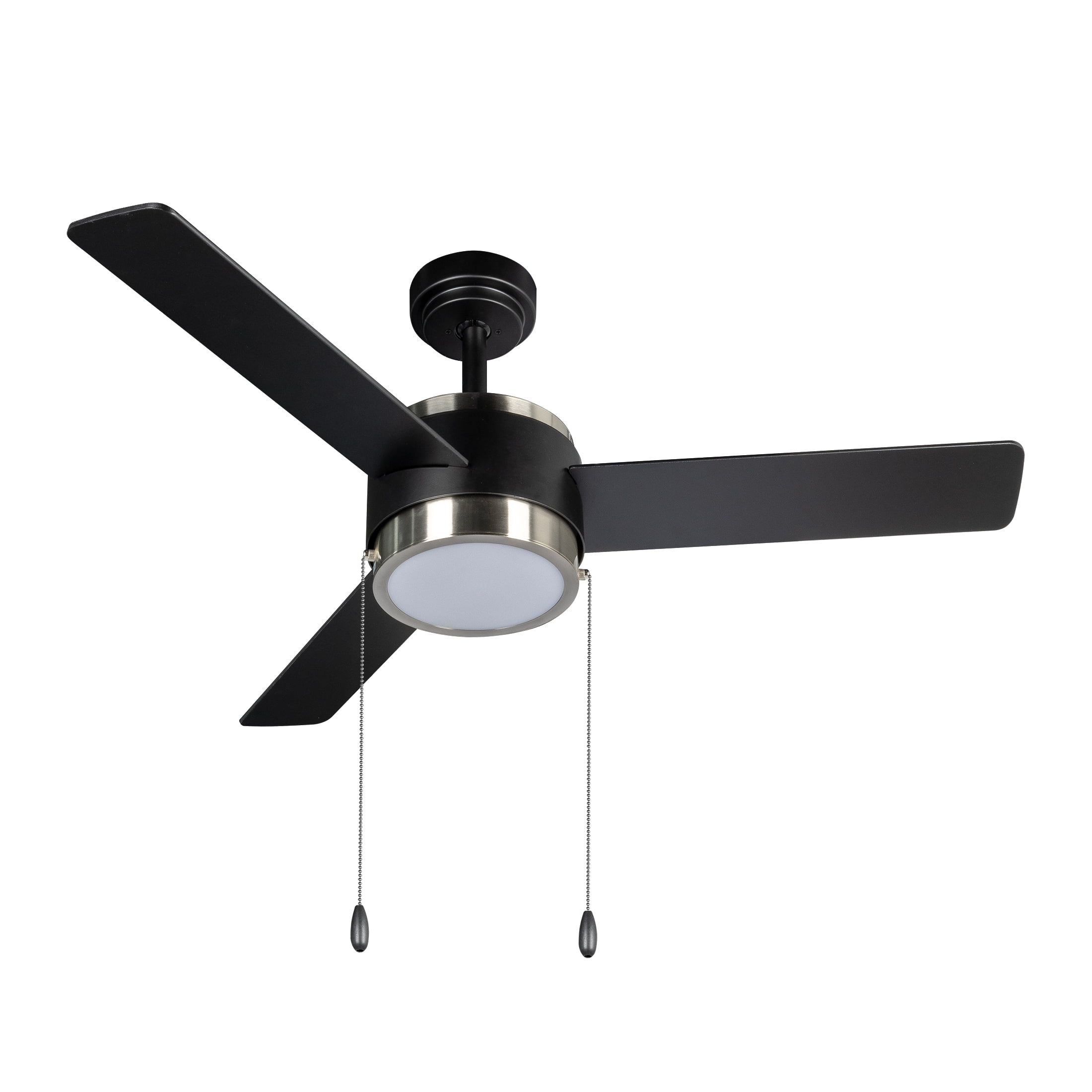 Better Homes & Gardens 44" Satin Nickel & Black 3 Blade Indoor Ceiling Fan, Reverse Airflow