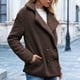 thumbnail image 4 of Chaqueta cálida para mujer para mujer, abrigo de invierno sólido con cuello de plumón, prendas de vestir exteriores de lana de cordero Fridja  po1421, 4 of 9