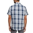 thumbnail image 3 of ZCFZJW Short Sleeve Shirts for Men Big and Tall Regular Fit Casual Plaid Button Down Shirt Mens Classic Fit Cotton Button Up Shirt with Pockets Navy#03 XXXL, 3 of 5