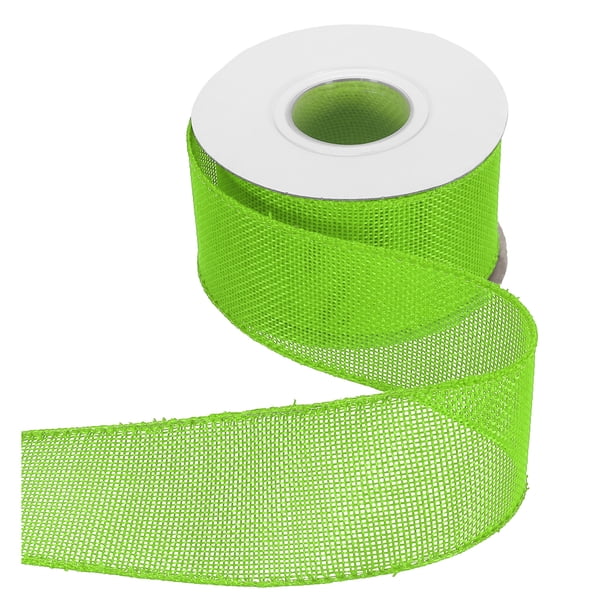 Cinta de alambre de yute Uxcell de 2" x 10 yardas, cinta de borde de alambre, correa tejida, verde claro