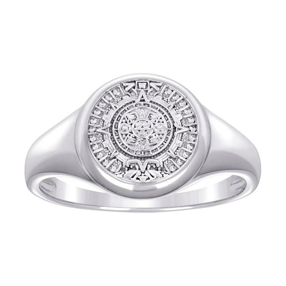 925 Sterling Silver Mens Aztec Calendar Fashion Ring 12mm Wide Size 7 Ring for Men - 3.2 Grams
