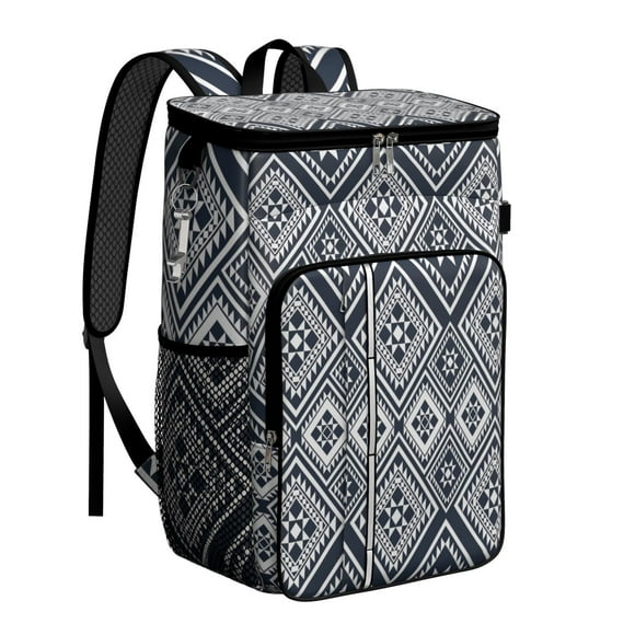 Abstract Vintage Floral Insulated Cooler Backpack - 20L Soft Cooler Bag, Hippie Retro Style
