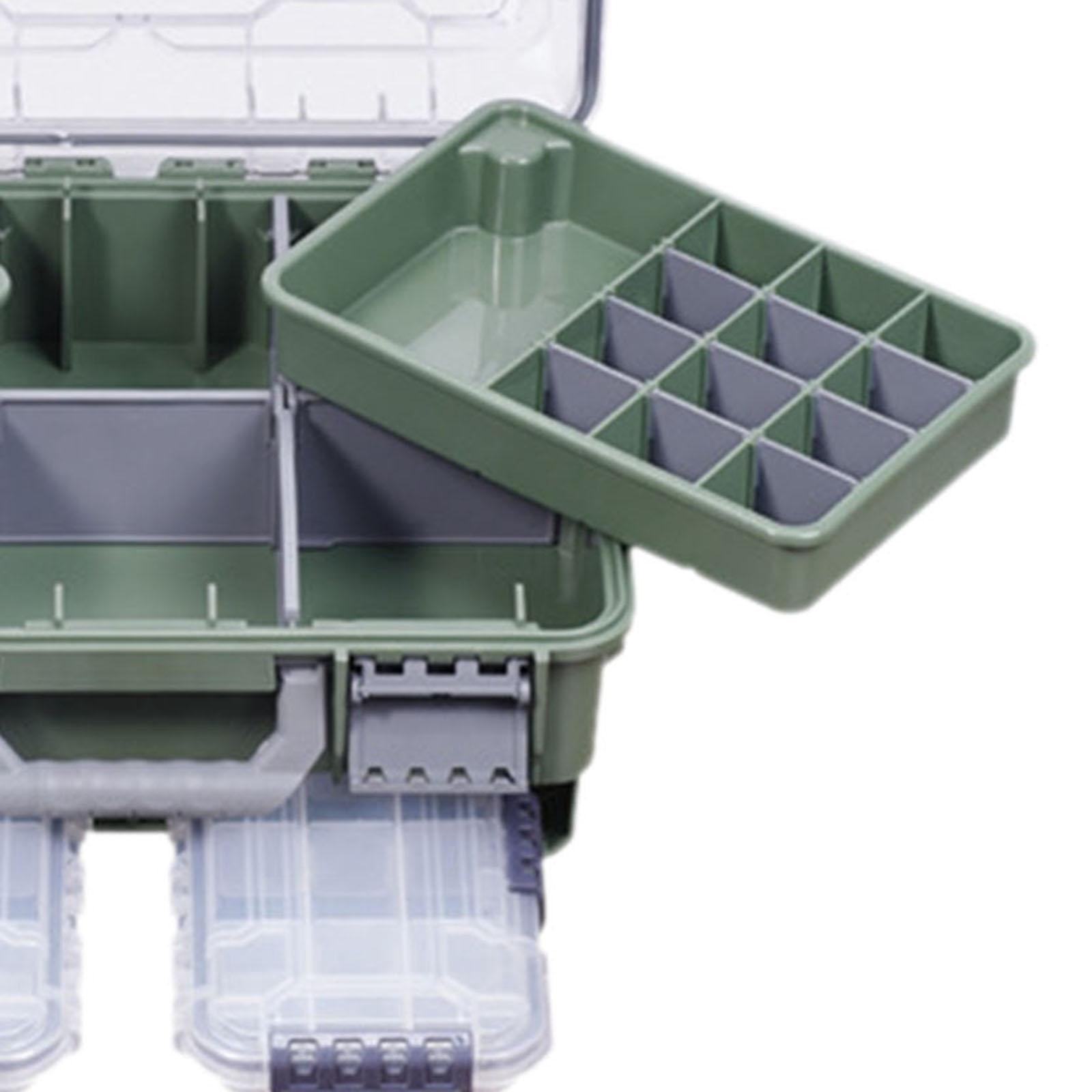 Wswqop Fishing Tackle Box Container Fishing Accessories Box Large Capacity Waterproof 3 Green