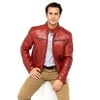 SKYLINEWEARS Men Stand Collar Leather Jacket Genuine Sheepskin Leather Biker Jacket