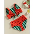 thumbnail image 3 of Bagilaanoe Toddler Baby Girls Swimsuits 2 Piece Bikinis Set Watermelon Print Sleeveless Vest Tops + Briefs 6M 12M 18M 24M 3T 4T Kids Swimwear Bathing Suit Beachwear, 3 of 8