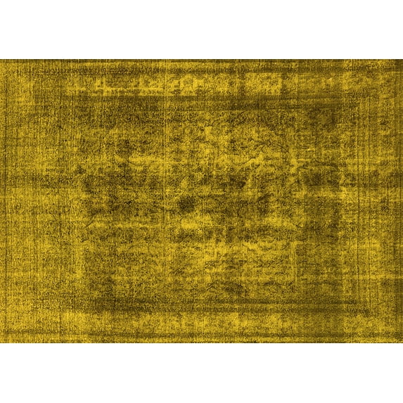 Ahgly Company Machine Washable Indoor Rectangle Oriental Yellow Industrial Area Rugs, 7' x 9'