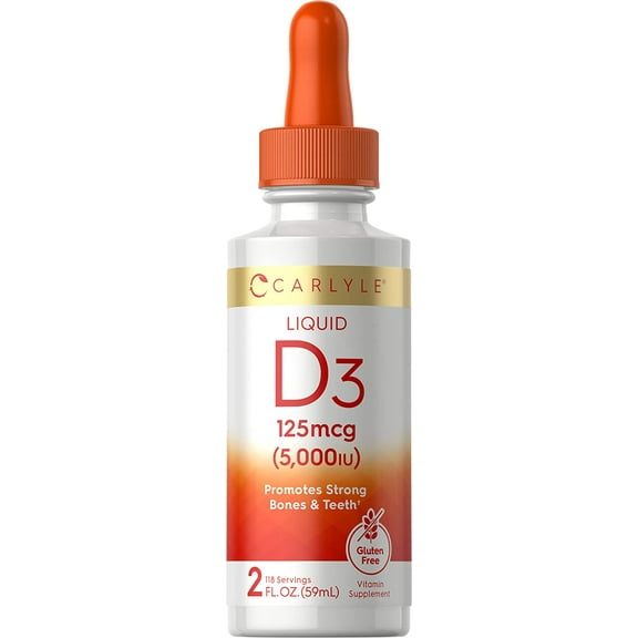 Liquid Vitamin D3 | 5000 IU | 2 oz | Vegetarian Formula | by Carlyle