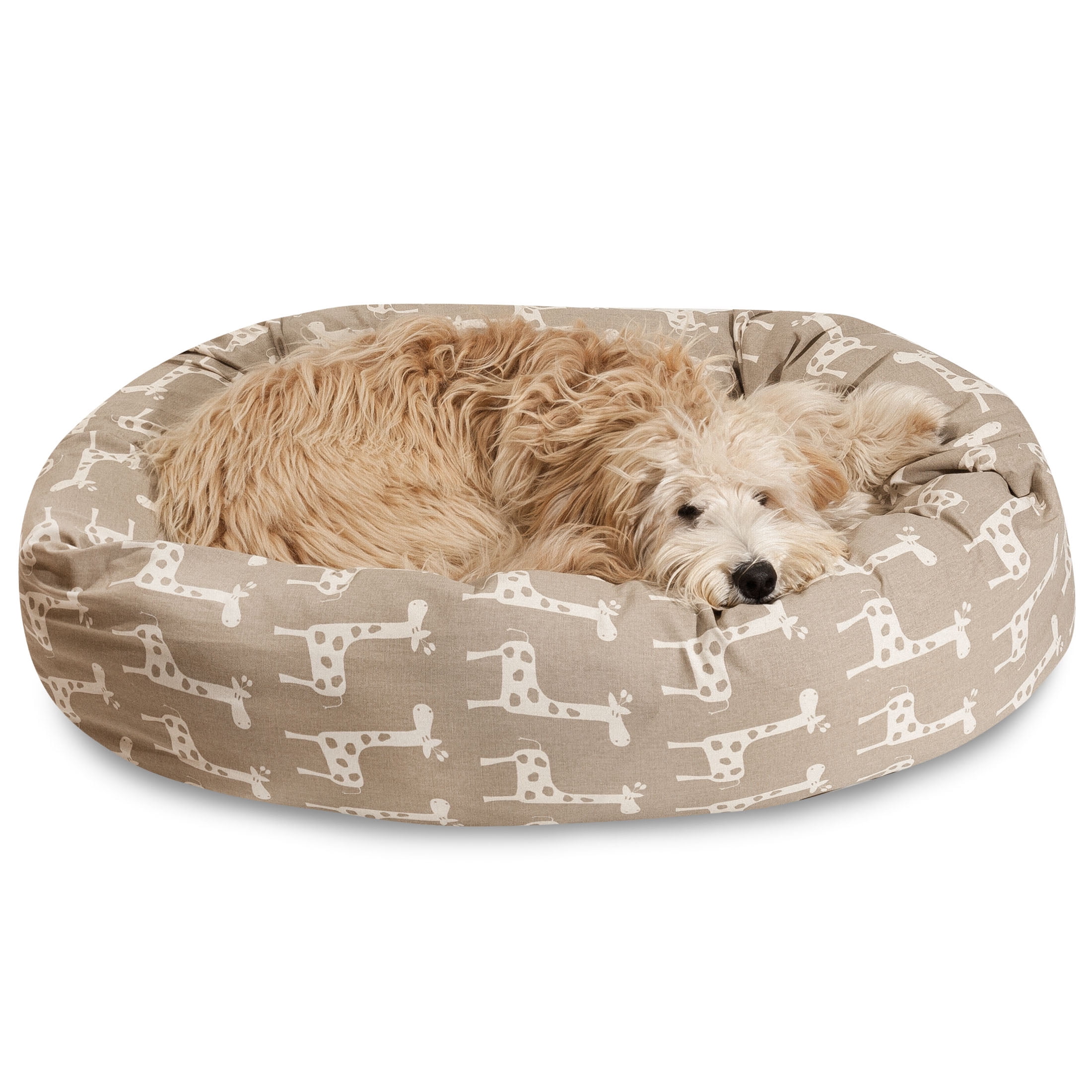 Majestic Pet Stretch Sherpa Bagel Dog Bed Machine Washable Maple Large