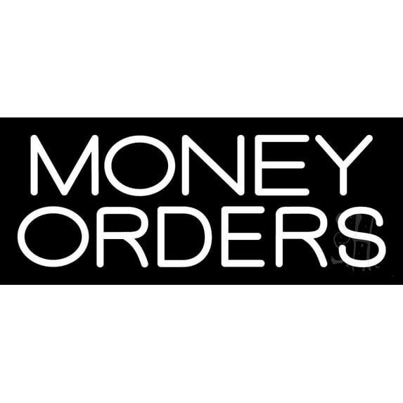 Money Orders LED Neon Sign 10 x 24 - inches, Black Square Cut Acrylic Backing, with Dimmer - Bright and Premium built indoor LED Neon Sign for Defence Force.