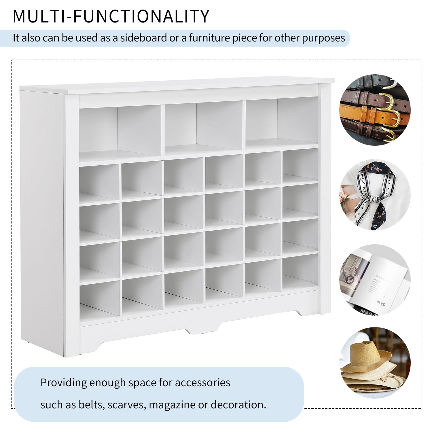 Shoe Storage Cabinet, Shoe Rack with 24 Cubbies, Freestanding Shoe Cubby Organizer for Entryway, Closet, Living Room
