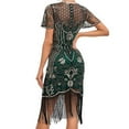 thumbnail image 4 of Flapper Dresses 1920S Dresses For Women,Crew Neck Great Gatsby Dresses With Sleeve Roaring 20S Dress For Harlem Nights Green S, 4 of 4