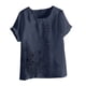 thumbnail image 4 of Vestidos Casuales Para Mujer, Blusas De Mujer De Moda Blusa informal de lino con cuello redondo, manga corta y botones para mujer, 4 of 4