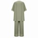 thumbnail image 4 of Conjunto de 2 Piezas para Mujer, Top Brillante, Pantalones Anchos, Traje Informal de Cuello Redondo con Lentejuelas. Verde M, 4 of 8