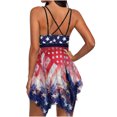 thumbnail image 4 of Tummy Control Swimsuits for Women American Flag Swimsuit Irregular Flowy Tankini Back Cross Deep V Neck Bathing Suit, 4 of 8