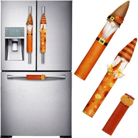 RoamHome 3-Piece Harvest Festival Handle Covers Set for Refrigerator Oven Kitchen Decor Washable Fabric Handle Covers for Home Decor