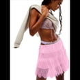 thumbnail image 2 of Falda Y2K de Tiro Bajo para Mujer, Plisada, con Volantes y Ribete de Encaje, Corta, Holgada y en . Rosa M, 2 of 7