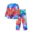 thumbnail image 2 of Bingfone Men'S Pajama Set 2 Piece Loungewear Pjs, Long Sleeve With Pajama Pants-Bright Flowers, 2 of 9