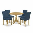 thumbnail image 6 of East West Furniture DMAB5-OAK-55 5 Piece Dining Table Set - Oak Dinning Table and 4 Oasis Blue PU Leather Mid Century Modern Chairs with High Back - Oak Finish, 6 of 10