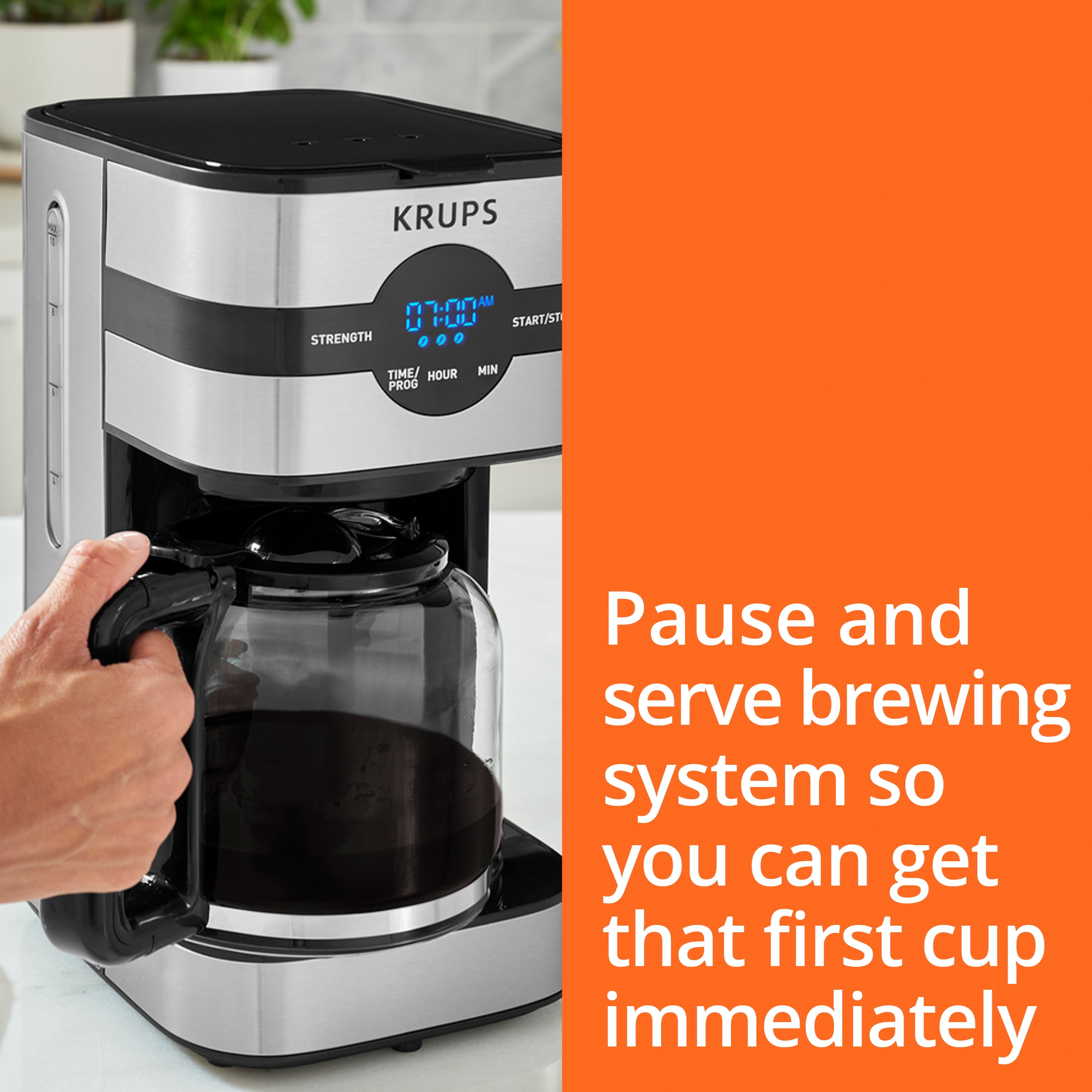Free Shipping! Krups Simply Brew 10 Cup Programmable Electric Coffee Maker  with Modern Settings - Walmart.com - Walmart.com