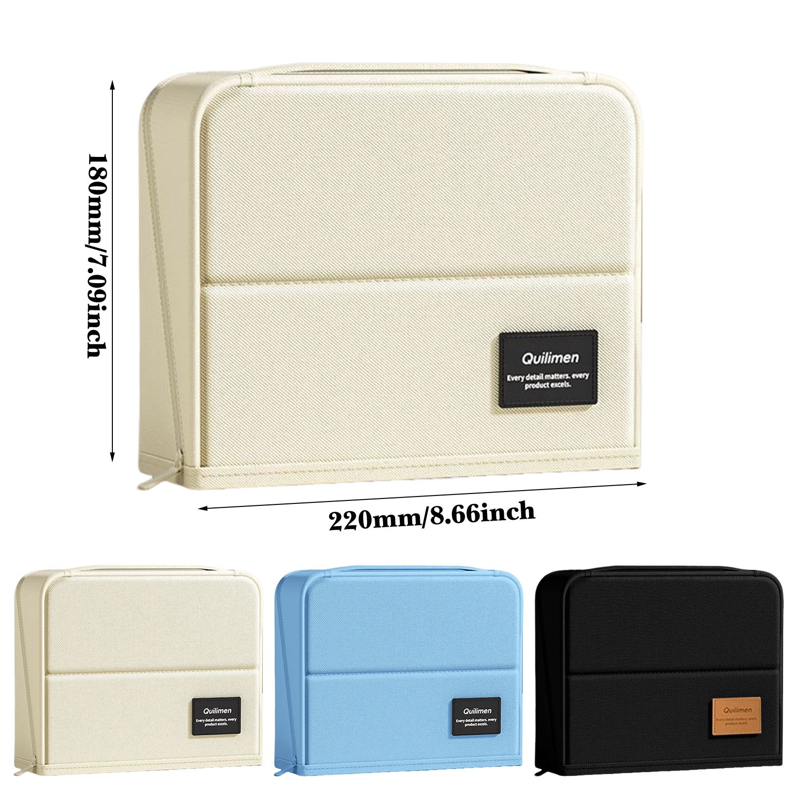 BNNG Standing Pencil Case Large Capacity Zippered Pen Bag, Multi-Layer Pen Pouch Pencil Holder Stationery Organizer, Polyester Pencil Bag Storage Box Desk Organizer