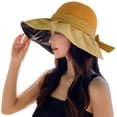 thumbnail image 1 of Sombrero de pescador con lazo de ala ancha, transpirable, con protección solar UV para mujer, sombrero para el sol, sombreros de playa para fiestas al aire libre, 1 of 5