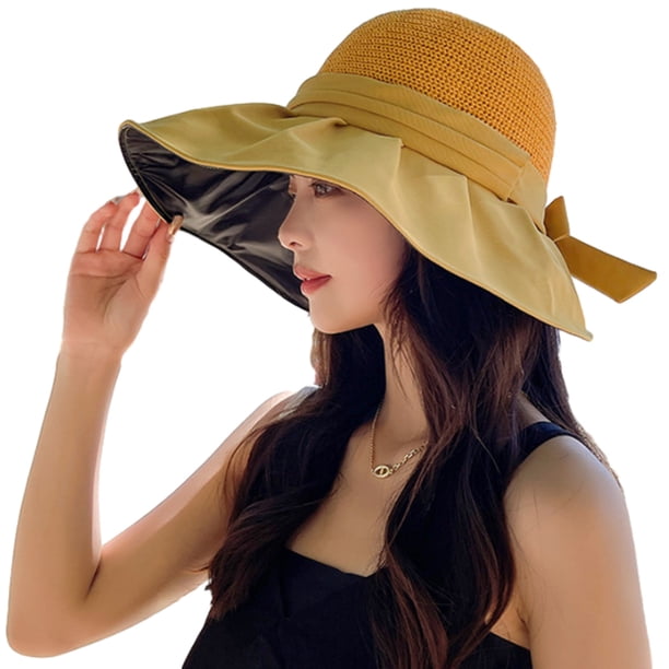 Sombrero de pescador con lazo de ala ancha, transpirable, con protección solar UV para mujer, sombrero para el sol, sombreros de playa para fiestas al aire libre