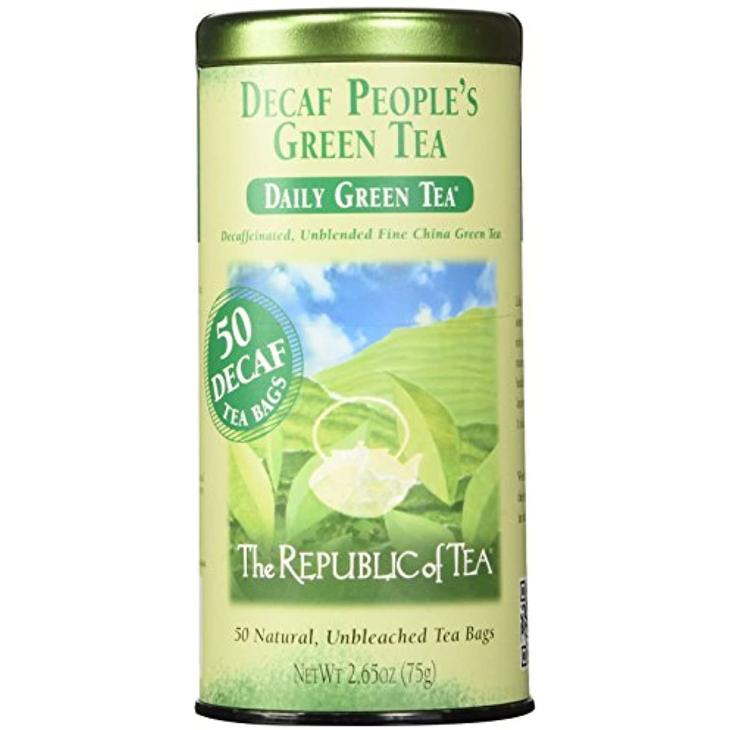 The Republic Of Tea - Decaf The Peoples Green Tea, 50 Tea Bags, Tin | Gourmet Tea | Decaffeinated