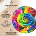thumbnail image 3 of PU Leather Coasters for Drinks Bar Beer,Set of 6 with Holder,Round Housewarming Gift,Vibrant Rainbow Roses, 3 of 4