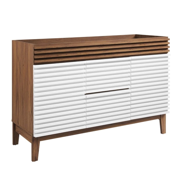 Modway Render 47" MDF and Particleboard Bathroom Vanity Cabinet in White/Walnut