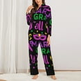 thumbnail image 2 of Yiaed Mardi Gras with Flamingo Print Pajamas Women's Long Sleeve Sleepwear Soft Button Down Loungewear Pjs Lounge Set Nightwear Womens Pajama Pants-Small, 2 of 7