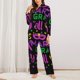 thumbnail image 2 of Balery Mardi Gras with Flamingo Conjunto de Pijama con Estampado para Mujer, Conjunto de Dos Piezas con Manga Larga, Ropa de Dormir Suave con Bolsillos, Pijamas Cómodos-Large, 2 of 5