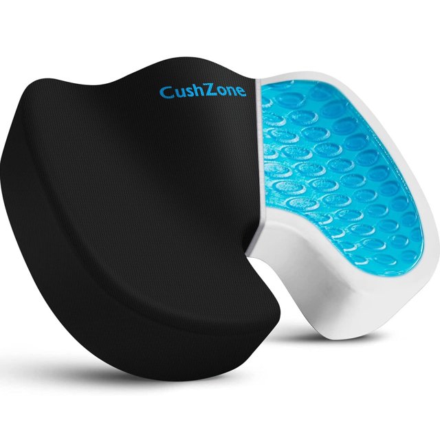 Cojín de asiento CushZone, gel, espuma viscoelástica, refrigerante, color negro