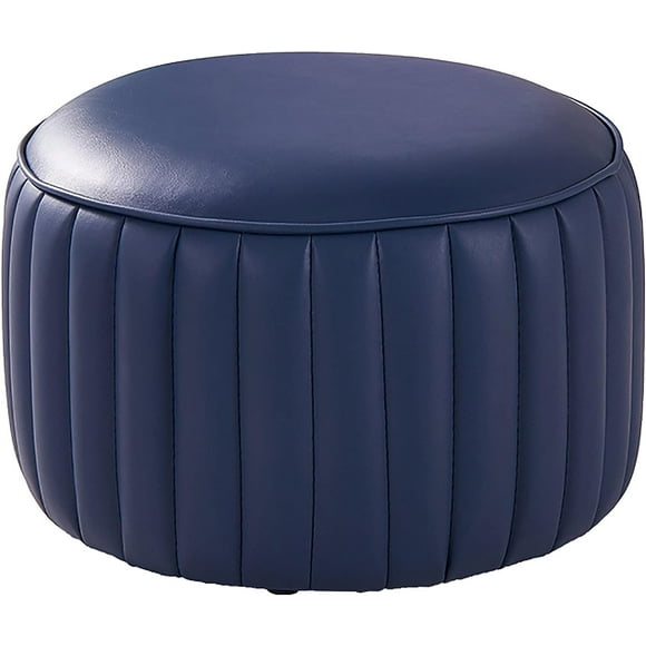 DYPXG Small Ottoman Accent for Living Room Bedroom,Comfy Resting Footstool Sofa Stool,Round Ottoman Footrest,Premium Leather Ottoman Foot Stool-Navy Blue 32x32x21cm(13x13x8inch)