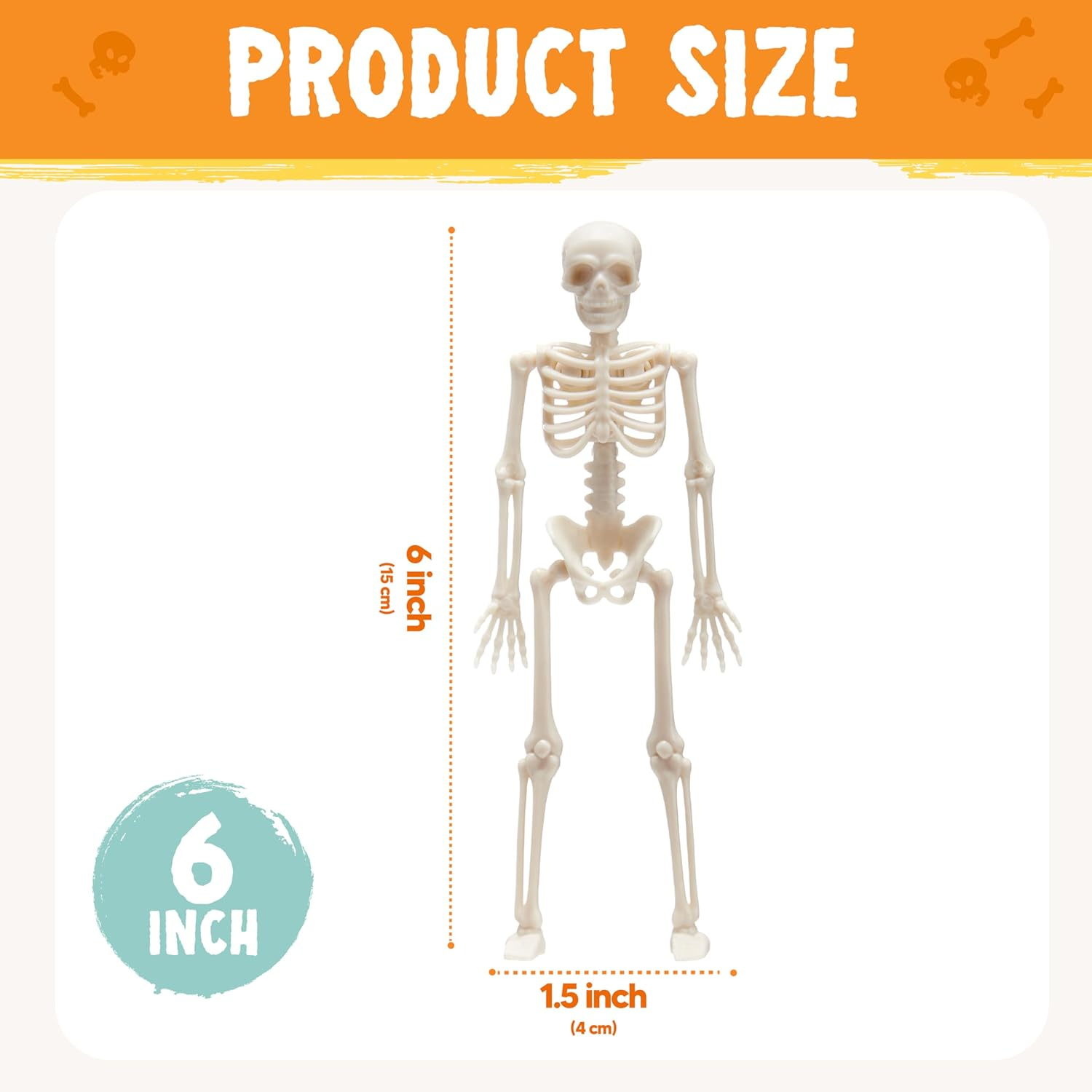 Joyfy Posable Halloween Skeleton Figurines, 6", 12 Pc photo 5