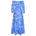 thumbnail image 3 of Fall Dresses For Women 2022 Fashion Women Autumn Printing Causal V-Neck Cold Shoulder Long Sleeve Vacation Dress falda larga mujer bohemia, 3 of 8