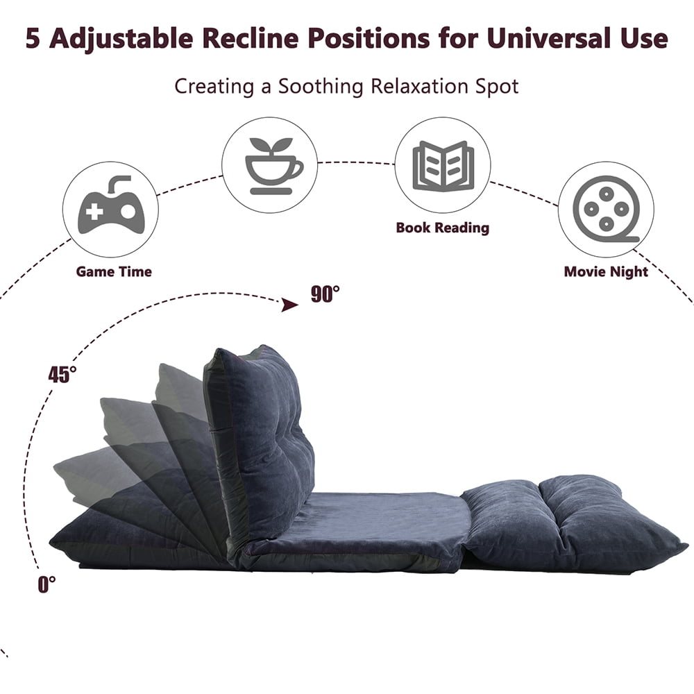 Kepooman Futon Sofa, Adjustable Folding Sofa Bed with Two Pillows, Lounge Sofa for Home Hotel Kepooman Futon Sofa, Adjustable Folding Sofa Bed with Two Pillows, Lounge Sofa for Home Hotel